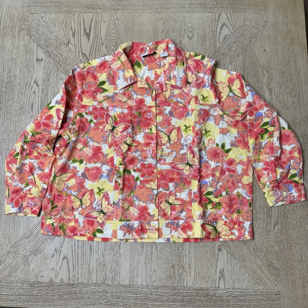 Breckenridge 2X Floral‎ Butterfly Sequin Jacket